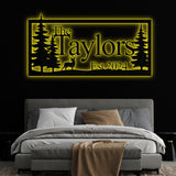 Custom Deer Metal Cabin Sign, Personalized Family Name Sign, Lake Home Decor, Cabin Decor, Metal Wall Art, Outdoor Sign, Deer Hunter Gift