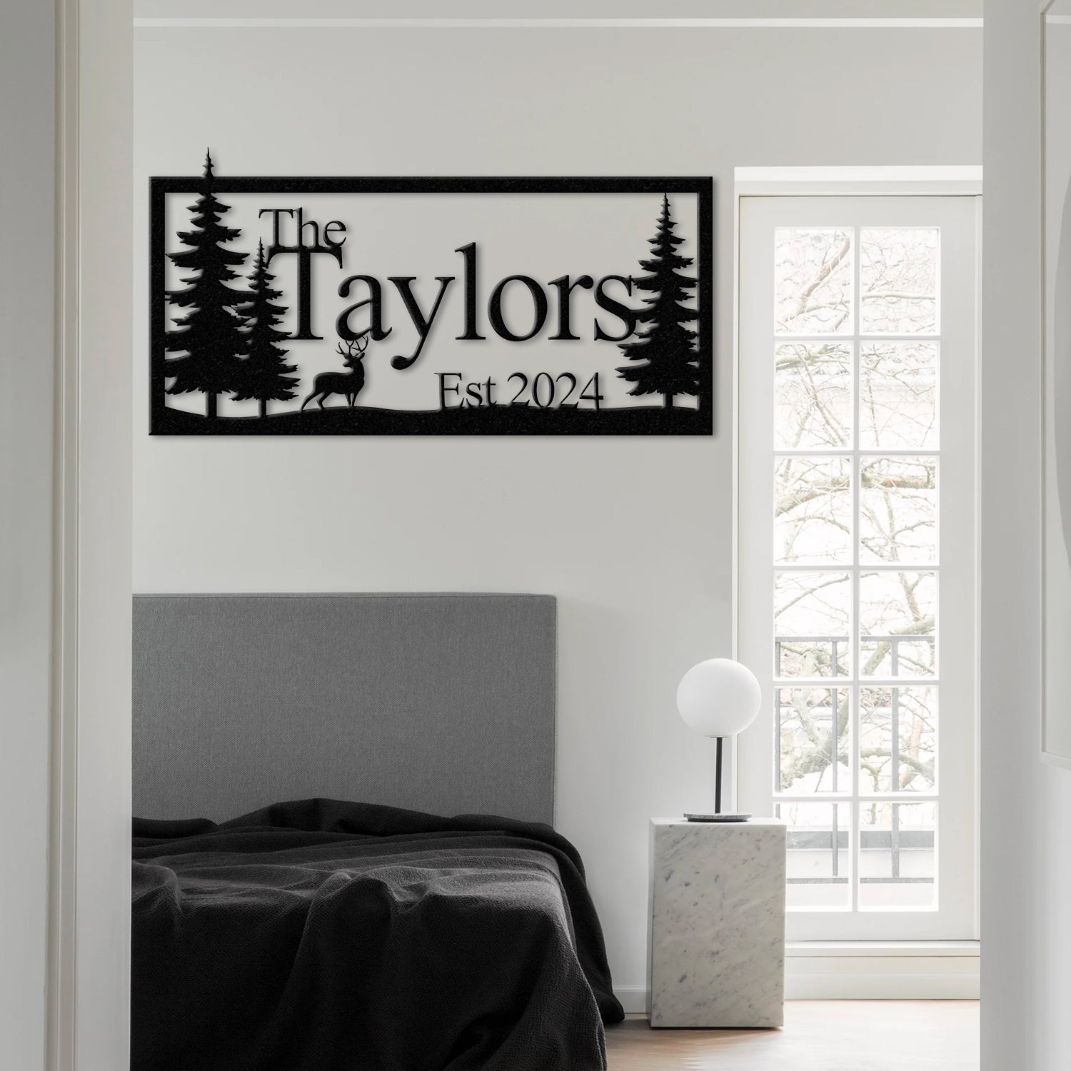 Custom Deer Metal Cabin Sign, Personalized Family Name Sign, Lake Home Decor, Cabin Decor, Metal Wall Art, Outdoor Sign, Deer Hunter Gift