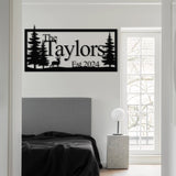 Custom Deer Metal Cabin Sign, Personalized Family Name Sign, Lake Home Decor, Cabin Decor, Metal Wall Art, Outdoor Sign, Deer Hunter Gift