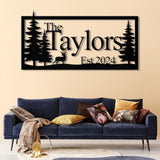 Custom Deer Metal Cabin Sign, Personalized Family Name Sign, Lake Home Decor, Cabin Decor, Metal Wall Art, Outdoor Sign, Deer Hunter Gift