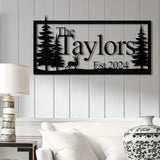 Custom Deer Metal Cabin Sign, Personalized Family Name Sign, Lake Home Decor, Cabin Decor, Metal Wall Art, Outdoor Sign, Deer Hunter Gift