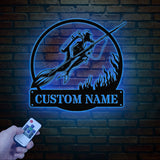 Personalized Spearfishing Metal Sign with Led Light, Custom Water Sport Wall Art, Fisherman Decor, Scuba Wall Hanging, Gift for Divers