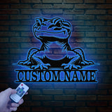 Custom Gecko Metal Wall Art LED Light, Personalized Lizard Name Sign Decor, Lizard Gecko Sign, Animal Lover Gift, Lizard Lover