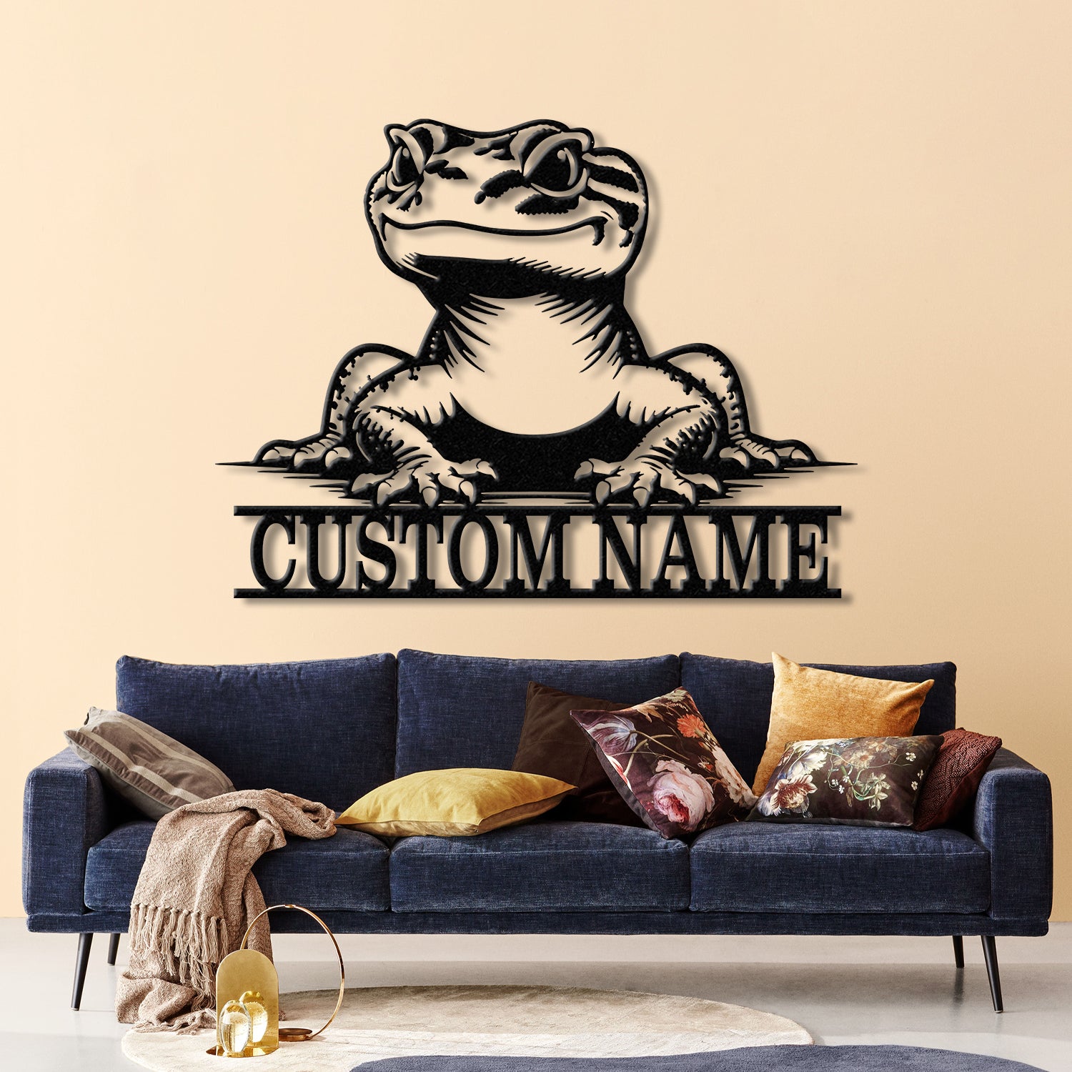 Custom Gecko Metal Wall Art LED Light, Personalized Lizard Name Sign Decor, Lizard Gecko Sign, Animal Lover Gift, Lizard Lover