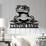 Custom Gecko Metal Wall Art LED Light, Personalized Lizard Name Sign Decor, Lizard Gecko Sign, Animal Lover Gift, Lizard Lover