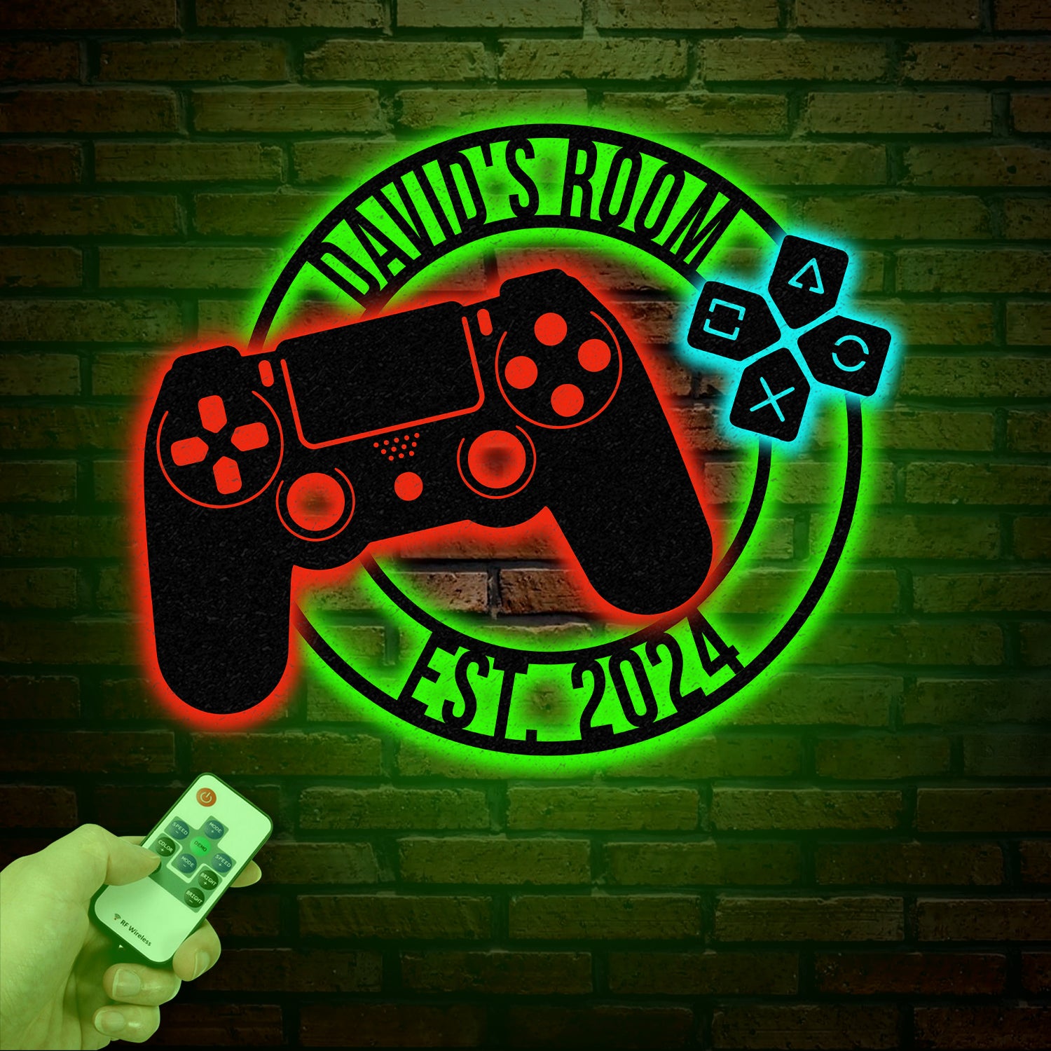 Custom Metal Gaming Room Sign with Led Light, Game Controller Metal Wall Art, Game Room Decor, Gamer Name Sign, Gaming Gift, Video Game Art