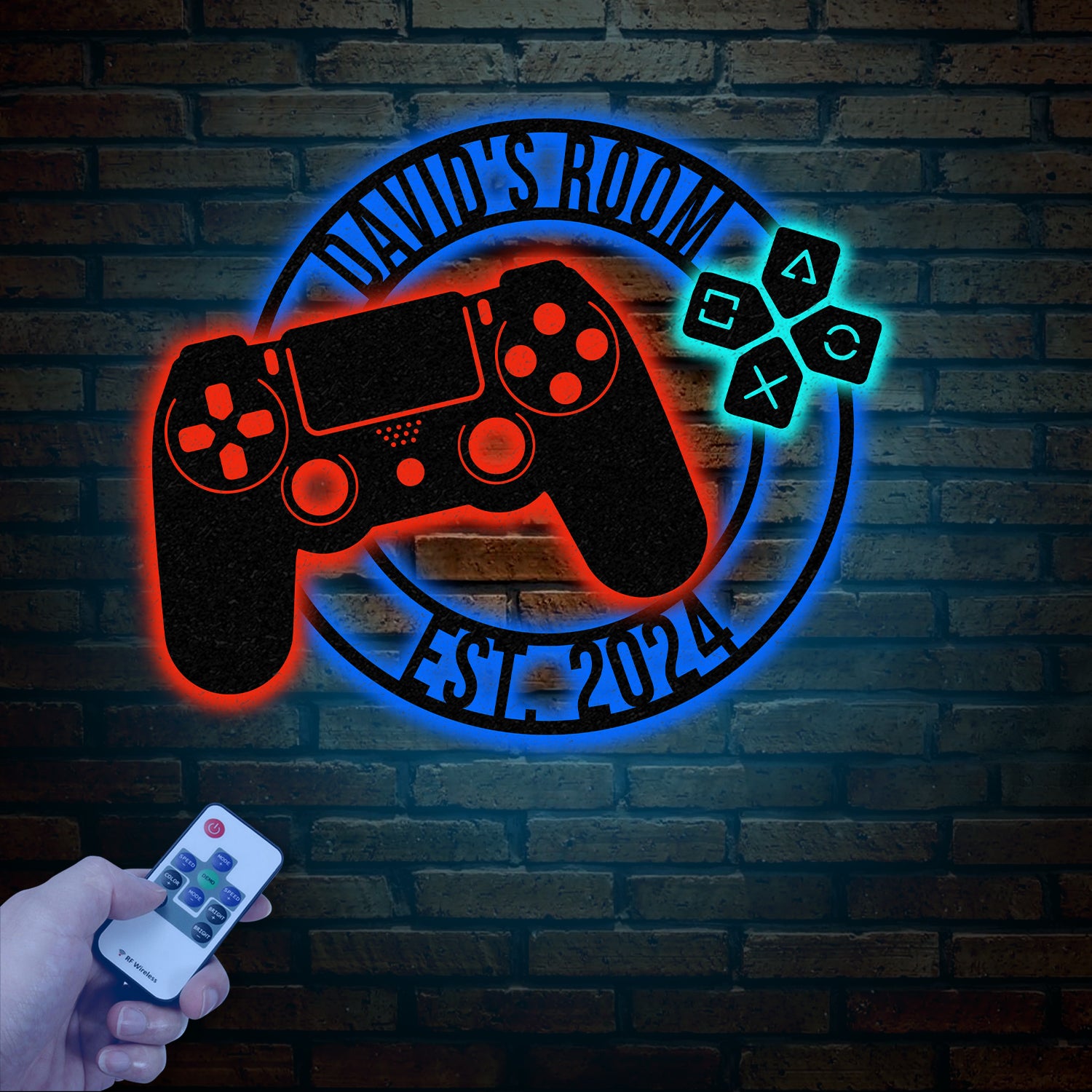 Custom Metal Gaming Room Sign with Led Light, Game Controller Metal Wall Art, Game Room Decor, Gamer Name Sign, Gaming Gift, Video Game Art