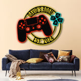 Custom Metal Gaming Room Sign with Led Light, Game Controller Metal Wall Art, Game Room Decor, Gamer Name Sign, Gaming Gift, Video Game Art