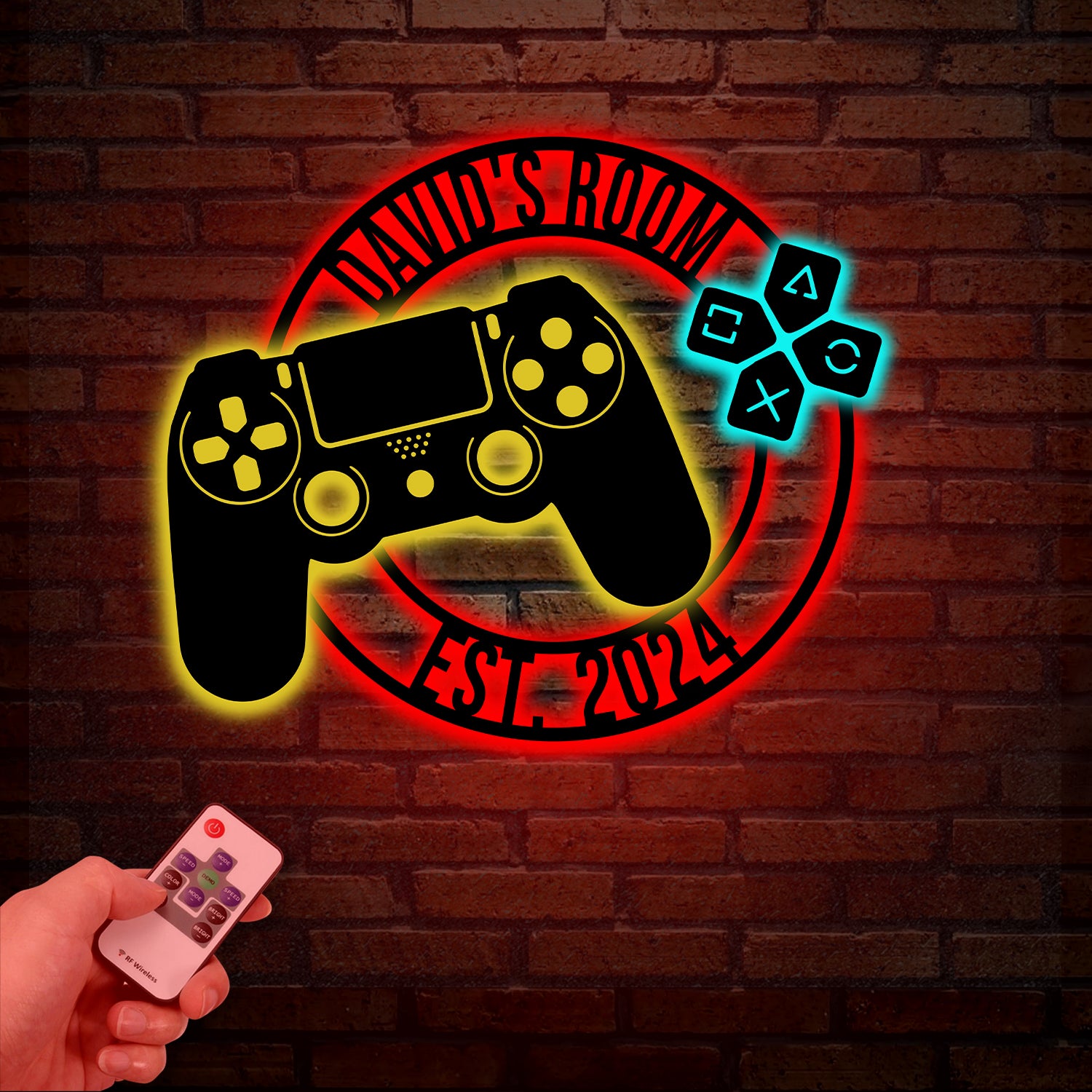 Custom Metal Gaming Room Sign with Led Light, Game Controller Metal Wall Art, Game Room Decor, Gamer Name Sign, Gaming Gift, Video Game Art