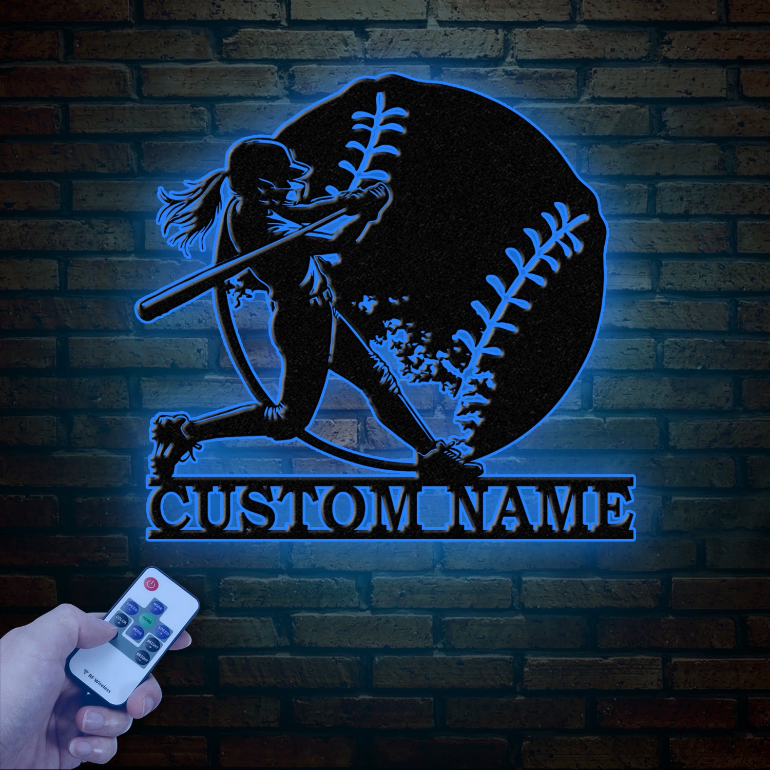 Custom Girl Baseball LED Wall Art, Personalized Softball Player Name Sign, Metal Wall Decor for Home, Sports Gift for Girls