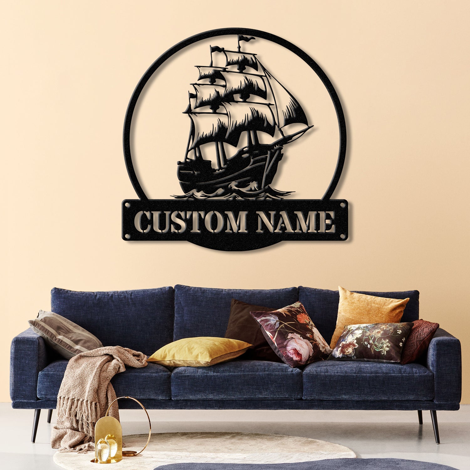Custom Pirate Ship Metal Wall Sign with Led Light, Personalized Pirate Ship Wall Decor, Pirate Ship Lover Gift, Gift for Him, Christmas Gift