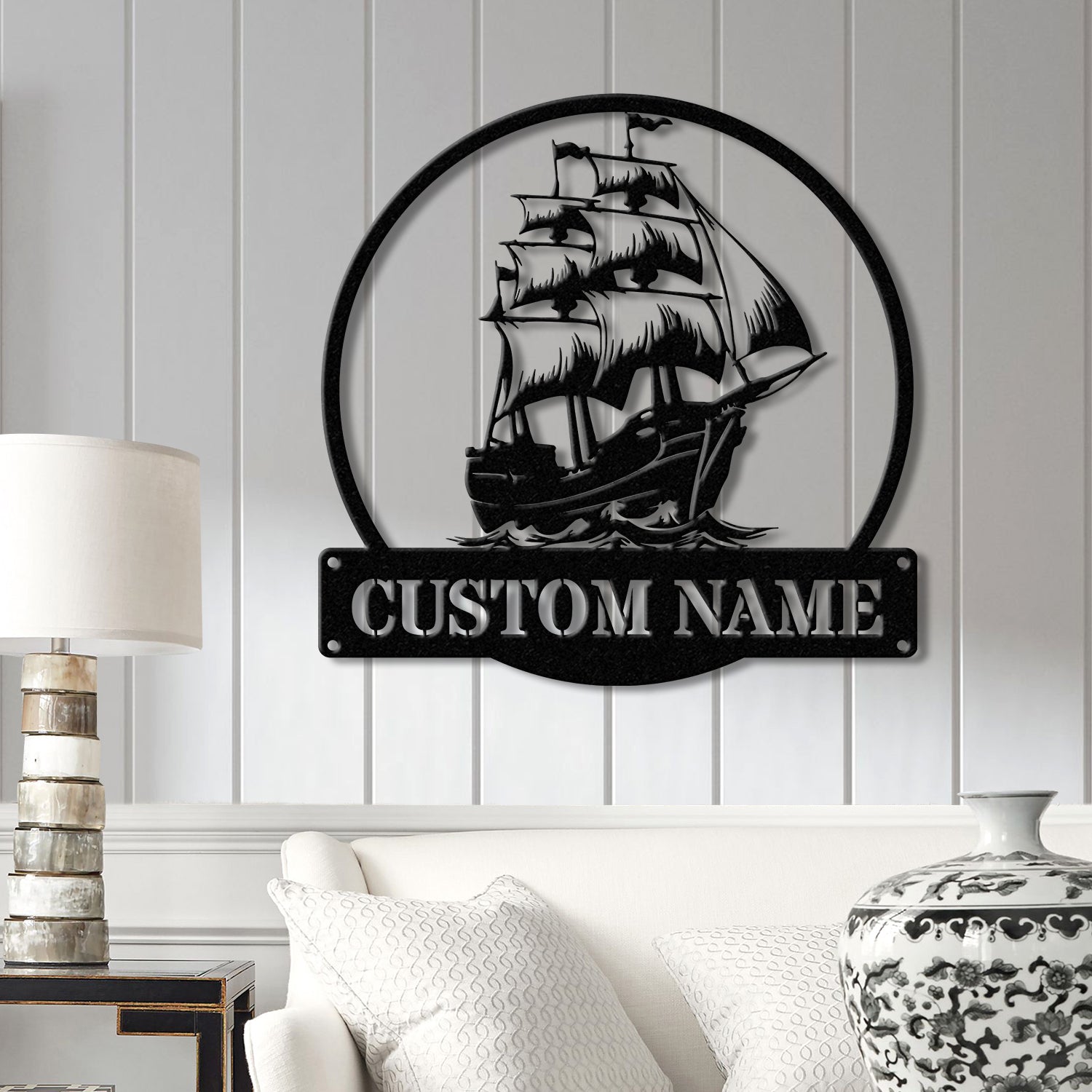 Custom Pirate Ship Metal Wall Sign with Led Light, Personalized Pirate Ship Wall Decor, Pirate Ship Lover Gift, Gift for Him, Christmas Gift