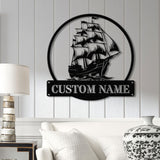 Custom Pirate Ship Metal Wall Sign with Led Light, Personalized Pirate Ship Wall Decor, Pirate Ship Lover Gift, Gift for Him, Christmas Gift