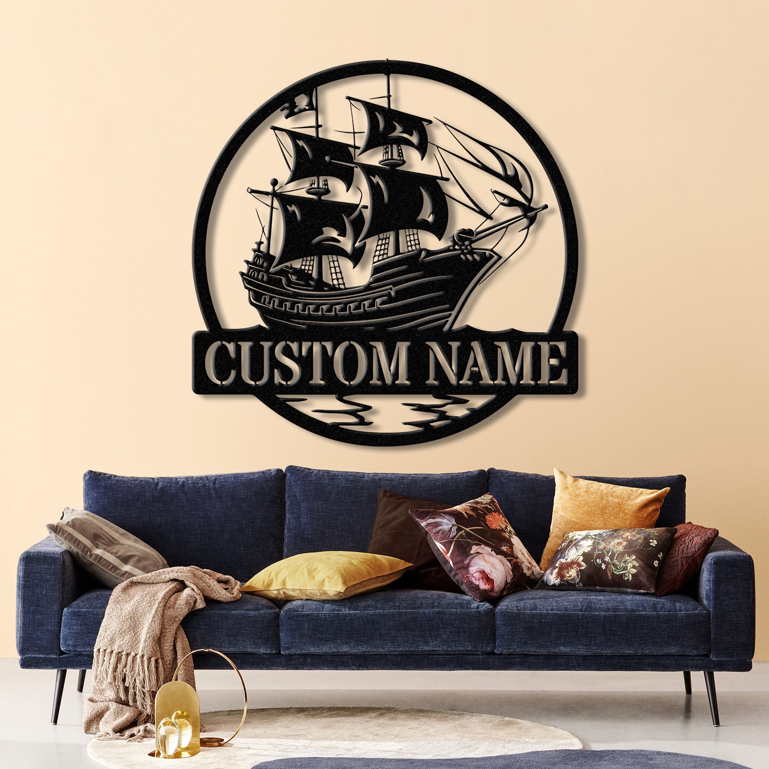 Custom Pirate Ship Metal Wall Sign with Led Light, Personalized Pirate Ship Wall Decor, Pirate Ship Lover Gift, Gift for Him, Christmas Gift