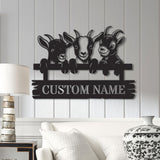 Custom Goat Metal Wall Sign – Personalized Farm Name Wall Art – Goat Farmhouse Decor & Gifts for Goat Lovers, Family Name Sign