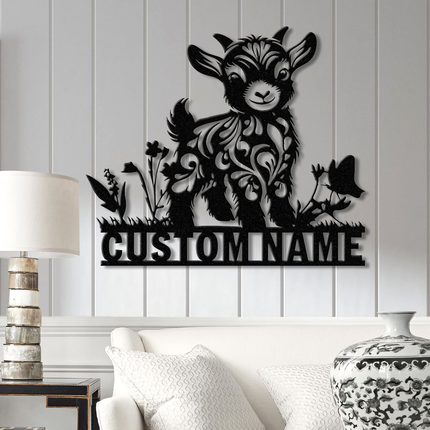 Custom Baby Highland Cow Metal Sign with Led Light, Highland Cow Metal Wall Art, Personalized Floral Highland Cow Farm, Farmhouse Decor