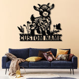 Custom Baby Highland Cow Metal Sign with Led Light, Highland Cow Metal Wall Art, Personalized Floral Highland Cow Farm, Farmhouse Decor