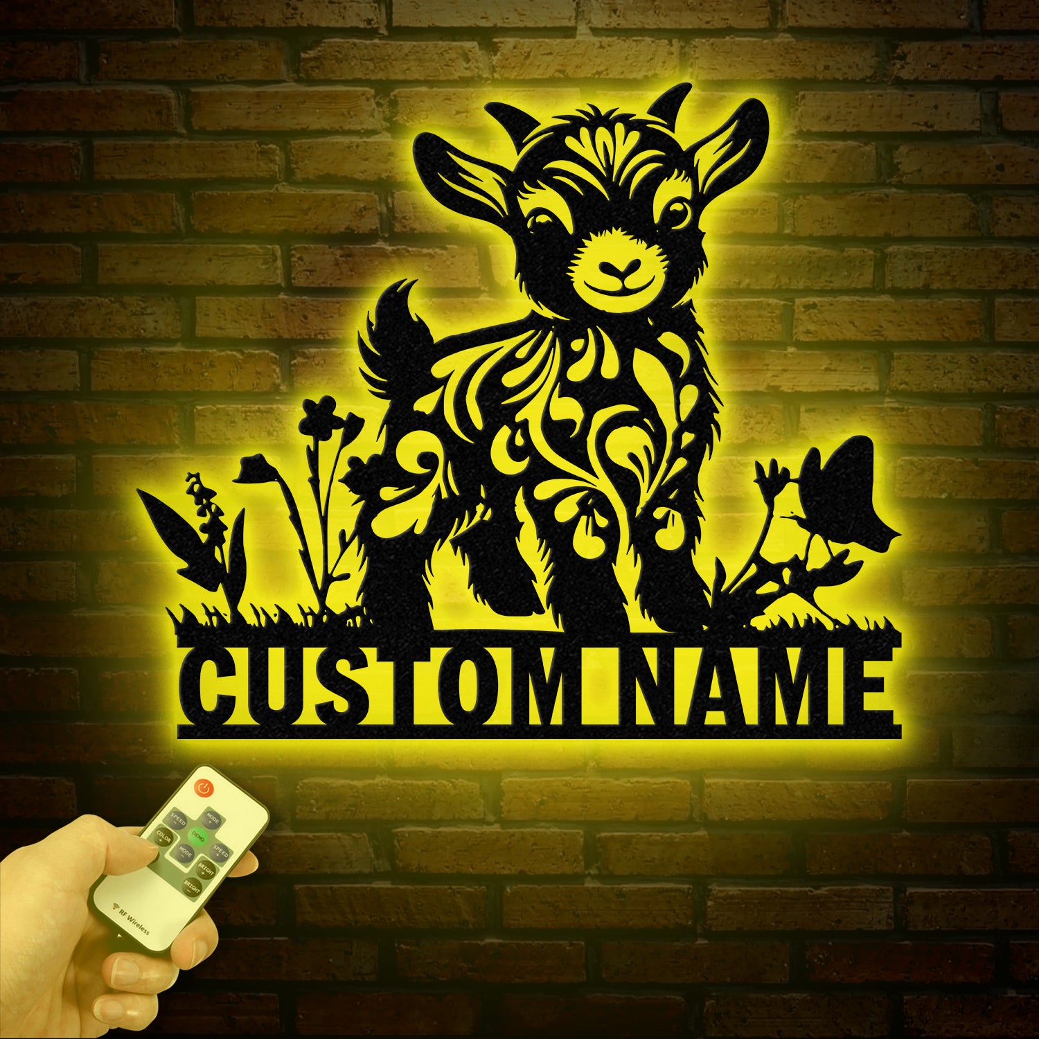 Custom Baby Highland Cow Metal Sign with Led Light, Highland Cow Metal Wall Art, Personalized Floral Highland Cow Farm, Farmhouse Decor