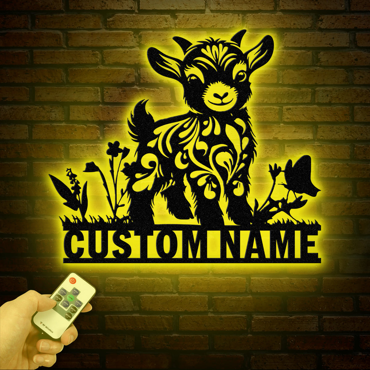 Custom Baby Highland Cow Metal Sign with Led Light, Highland Cow Metal Wall Art, Personalized Floral Highland Cow Farm, Farmhouse Decor