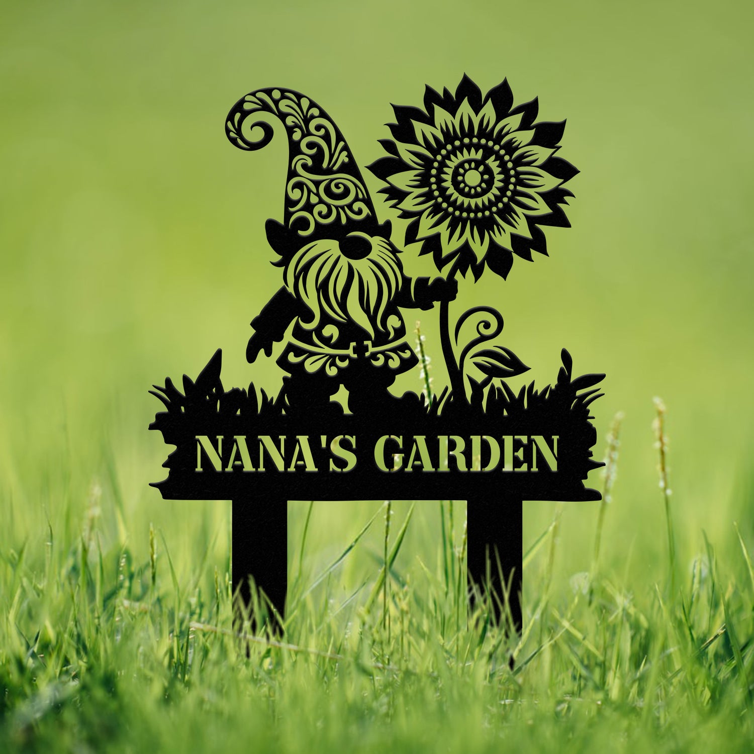 Custom Garden Gnome Metal Sign Stake, Personalized Garden Stake, Garden Gnome, Outdoor Patio, Garden Art Decor, Metal Yard Art