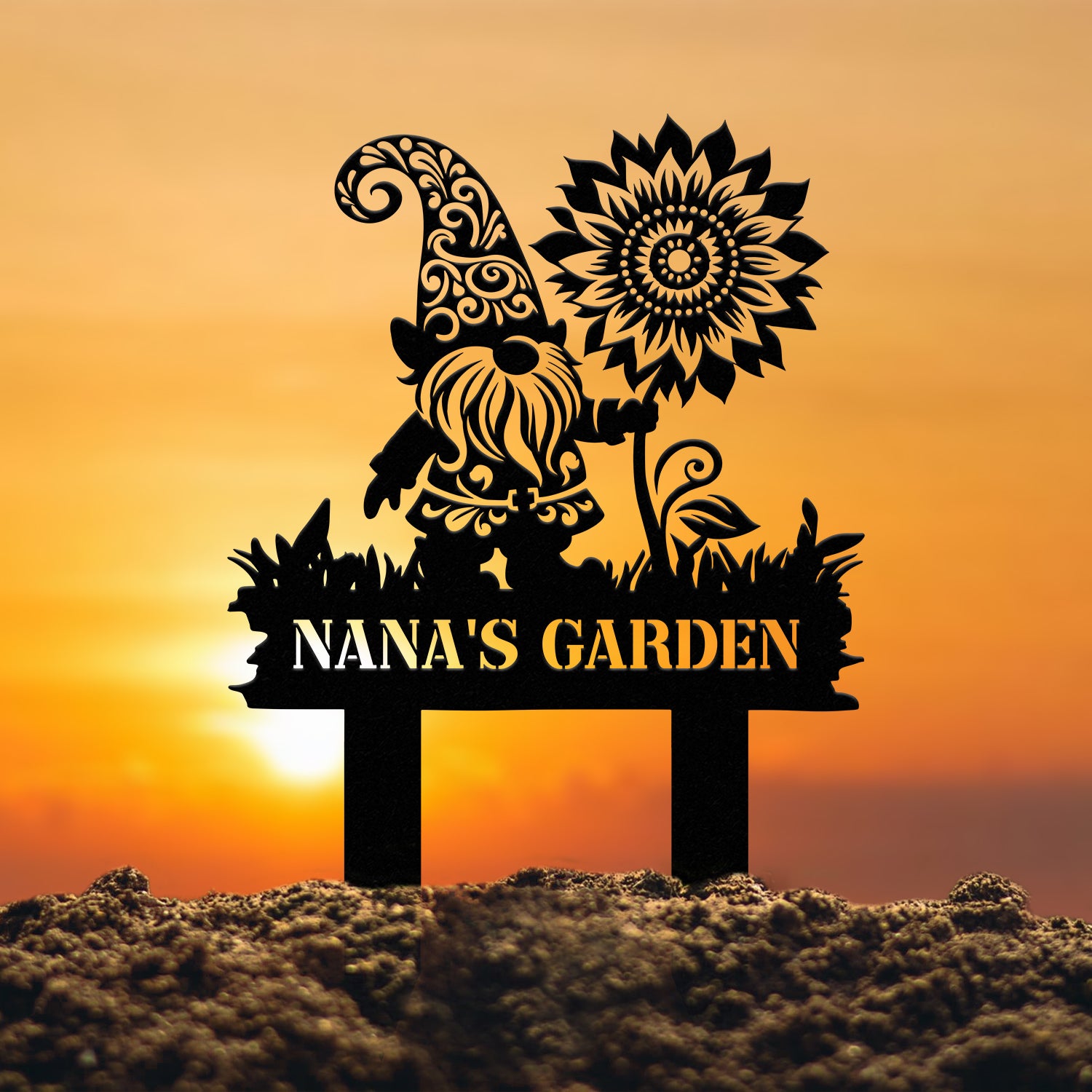 Custom Garden Gnome Metal Sign Stake, Personalized Garden Stake, Garden Gnome, Outdoor Patio, Garden Art Decor, Metal Yard Art