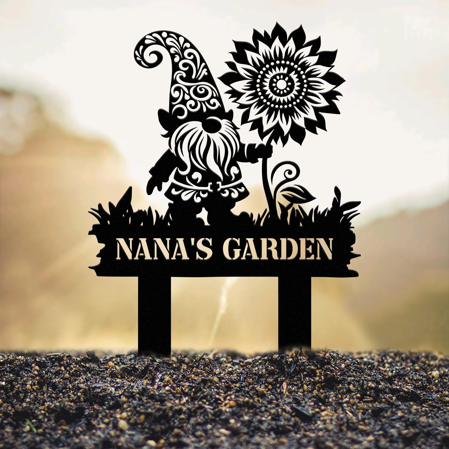 Custom Garden Gnome Metal Sign Stake, Personalized Garden Stake, Garden Gnome, Outdoor Patio, Garden Art Decor, Metal Yard Art