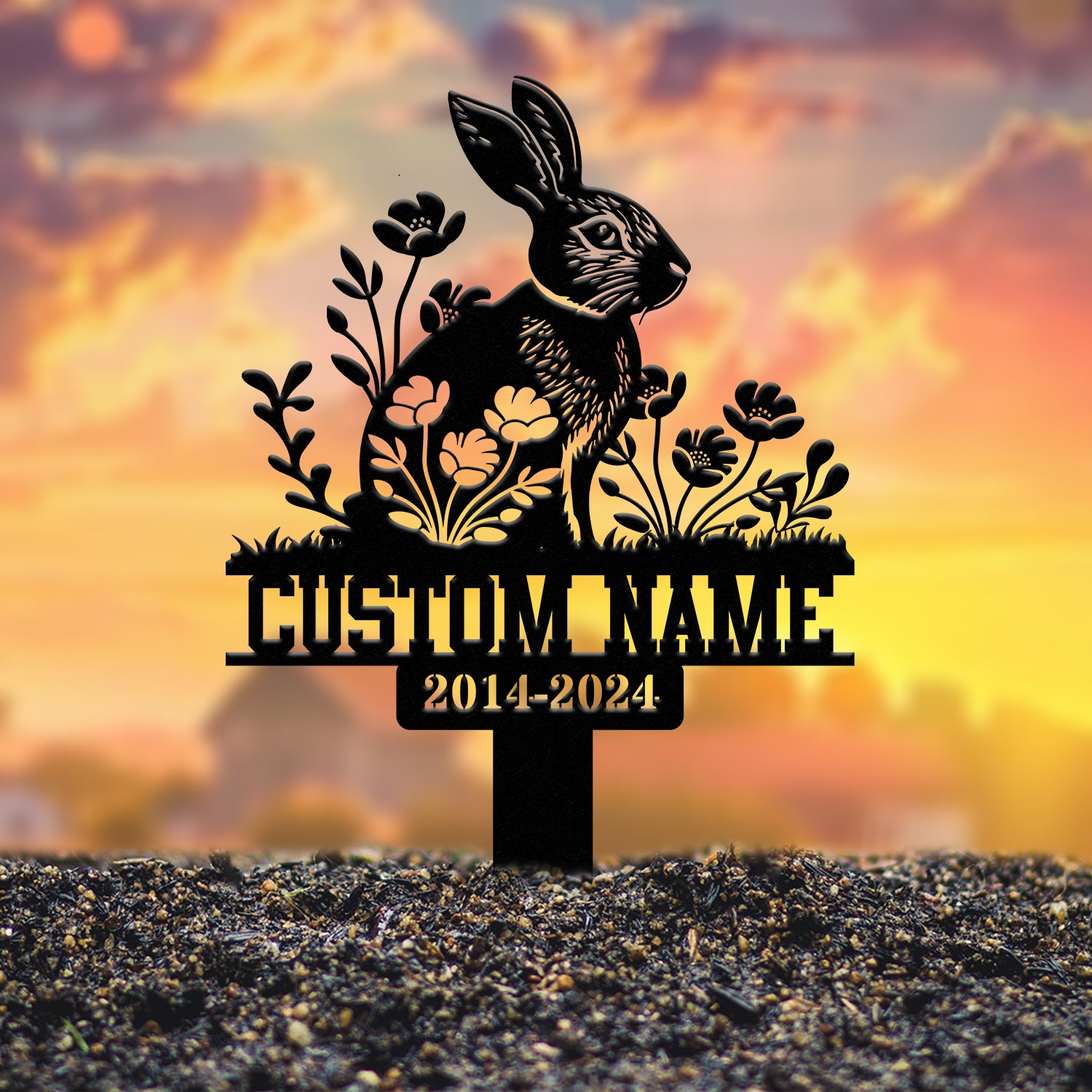Personalized Rabbit Bunny Memorial Stake, Bunny Grave Marker, Metal Garden Stake, Remembrance Sign, Bunny Lover Sympathy Gift, Pet Loss Gift