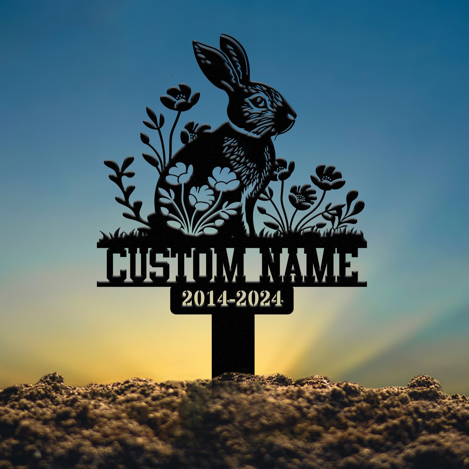 Personalized Rabbit Bunny Memorial Stake, Bunny Grave Marker, Metal Garden Stake, Remembrance Sign, Bunny Lover Sympathy Gift, Pet Loss Gift