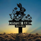 Personalized Rabbit Bunny Memorial Stake, Bunny Grave Marker, Metal Garden Stake, Remembrance Sign, Bunny Lover Sympathy Gift, Pet Loss Gift