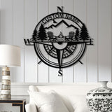 Custom Campfire Metal Outdoor Sign, Personalized Camping Decor, Fire Pit Sign, Cabin Compass Sign, Unique Camper Gift for Outdoor Lovers