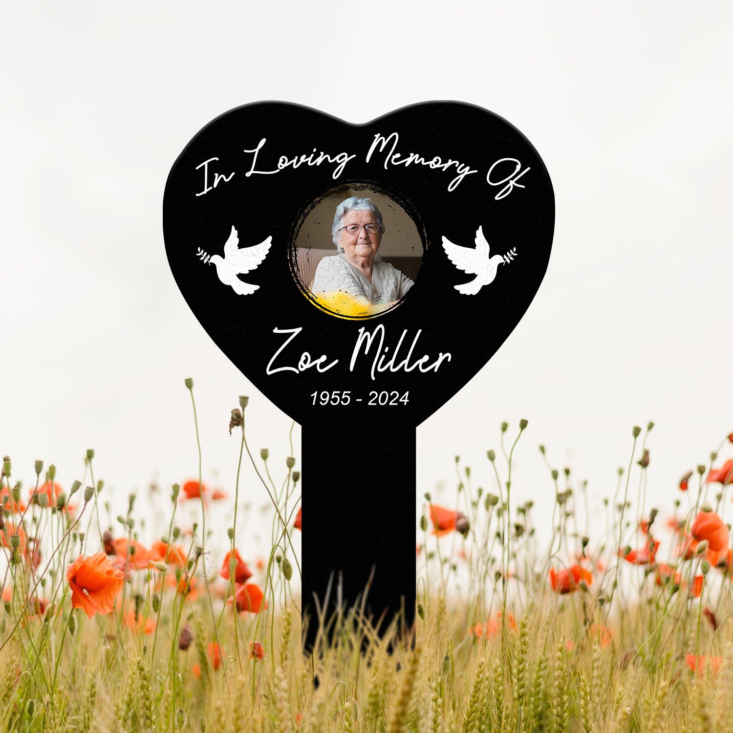 Custom Photo Heart Grave Marker, Temporary Grave Marker With Photo, Outdoor Memorial Plaque, Sympathy Plaque, Remembrance Plaque