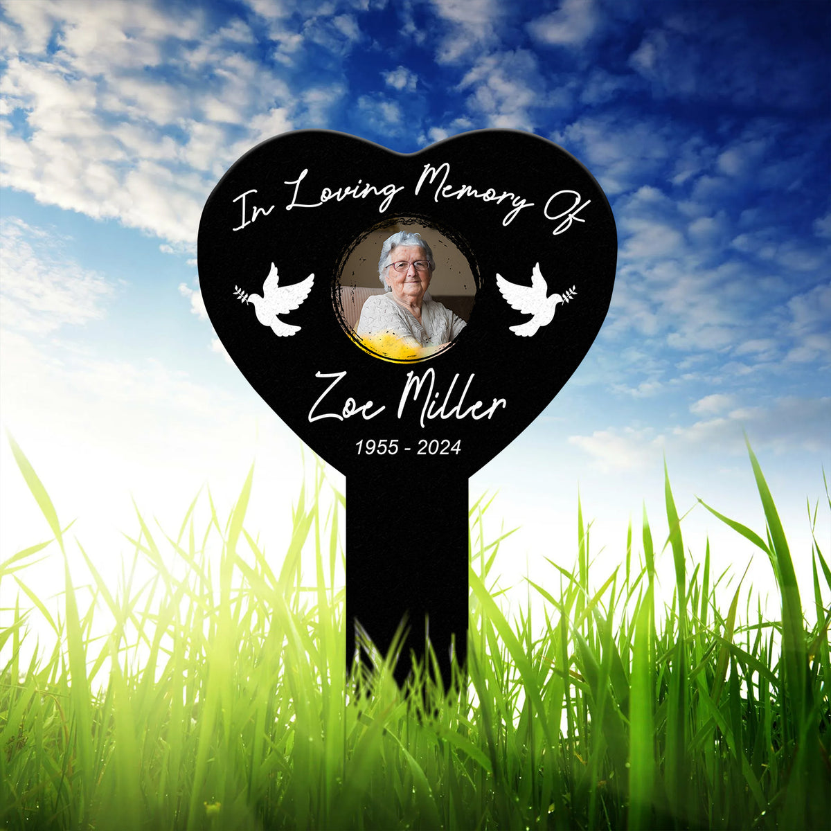 Custom Photo Heart Grave Marker, Temporary Grave Marker With Photo, Outdoor Memorial Plaque, Sympathy Plaque, Remembrance Plaque