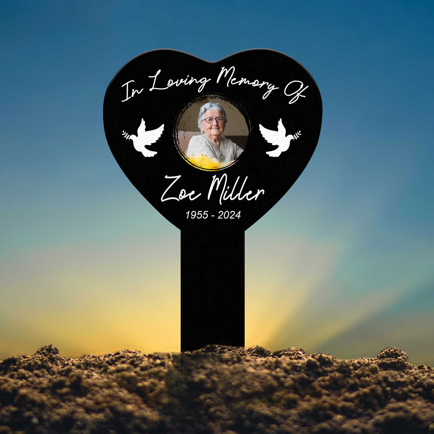 Custom Photo Heart Grave Marker, Temporary Grave Marker With Photo, Outdoor Memorial Plaque, Sympathy Plaque, Remembrance Plaque