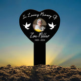 Custom Photo Heart Grave Marker, Temporary Grave Marker With Photo, Outdoor Memorial Plaque, Sympathy Plaque, Remembrance Plaque