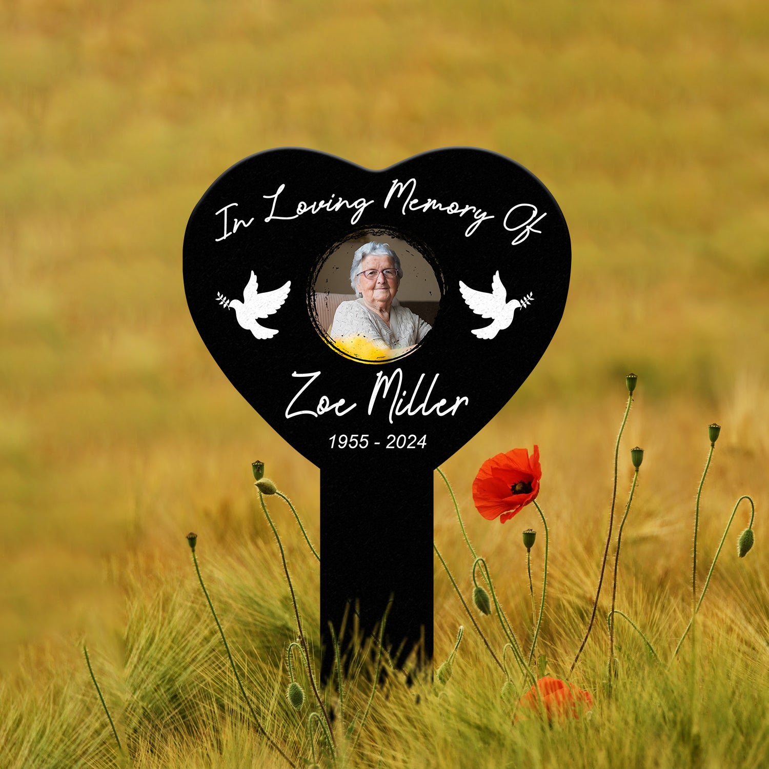 Custom Photo Heart Grave Marker, Temporary Grave Marker With Photo, Outdoor Memorial Plaque, Sympathy Plaque, Remembrance Plaque