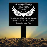 Angel Wings Heart Memorial Plaque with Stake, Waterproof Grave Marker for Cemetery, Remembrance Garden Stake, Outdoor Sympathy Memorial Sign
