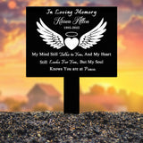 Angel Wings Heart Memorial Plaque with Stake, Waterproof Grave Marker for Cemetery, Remembrance Garden Stake, Outdoor Sympathy Memorial Sign