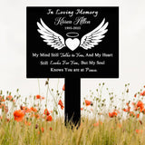 Angel Wings Heart Memorial Plaque with Stake, Waterproof Grave Marker for Cemetery, Remembrance Garden Stake, Outdoor Sympathy Memorial Sign