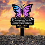 Custom Butterfly Memorial Cross Stake Metal, Cross with Hearts, Butterfly Garden Stakes, Grave Marker, Mother's Day Gift, In Memory of Gifts
