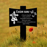 Personalized Metal Cross with Praying Hands Memorial Stake, Memorial Garden Decor , Custom Grave Marker, Remembrance Stake