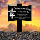 Personalized Metal Cross with Praying Hands Memorial Stake, Memorial Garden Decor , Custom Grave Marker, Remembrance Stake