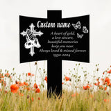 Personalized Metal Cross with Praying Hands Memorial Stake, Memorial Garden Decor , Custom Grave Marker, Remembrance Stake