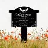 Angel Wings Heart Memorial Plaque with Stake, Waterproof Grave Marker for Cemetery, Remembrance Garden Stake, Outdoor Sympathy Memorial Sign