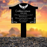 Angel Wings Heart Memorial Plaque with Stake, Waterproof Grave Marker for Cemetery, Remembrance Garden Stake, Outdoor Sympathy Memorial Sign