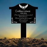 Angel Wings Heart Memorial Plaque with Stake, Waterproof Grave Marker for Cemetery, Remembrance Garden Stake, Outdoor Sympathy Memorial Sign