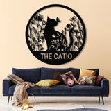 Custom The Catio Metal Sign with Led Lights, Personalized Floral Cat Metal Sign, Cat Wall Art, Custom Cat Name Sign, Pet Lover Gift