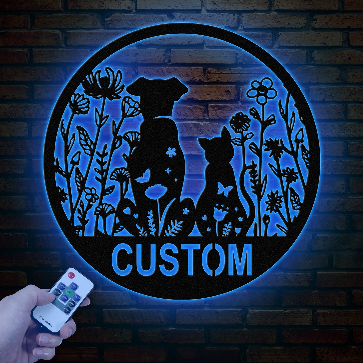 Custom Floral Dog and Cat Metal Sign, Dog and Cat Garden Sign, Personalized Cat Dog Name Sign, Pet Lover Gift, Dog Mom Gift, Garden Decor