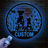 Custom Floral Dog and Cat Metal Sign, Dog and Cat Garden Sign, Personalized Cat Dog Name Sign, Pet Lover Gift, Dog Mom Gift, Garden Decor
