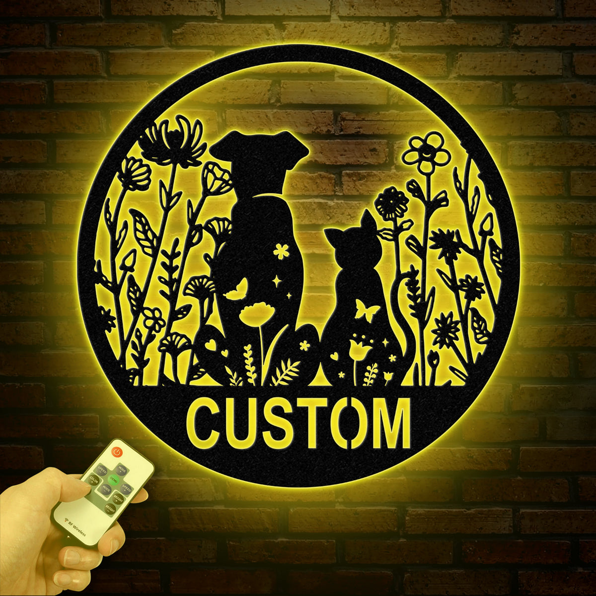 Custom Floral Dog and Cat Metal Sign, Dog and Cat Garden Sign, Personalized Cat Dog Name Sign, Pet Lover Gift, Dog Mom Gift, Garden Decor