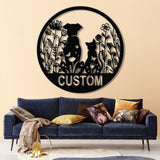 Custom Floral Dog and Cat Metal Sign, Dog and Cat Garden Sign, Personalized Cat Dog Name Sign, Pet Lover Gift, Dog Mom Gift, Garden Decor